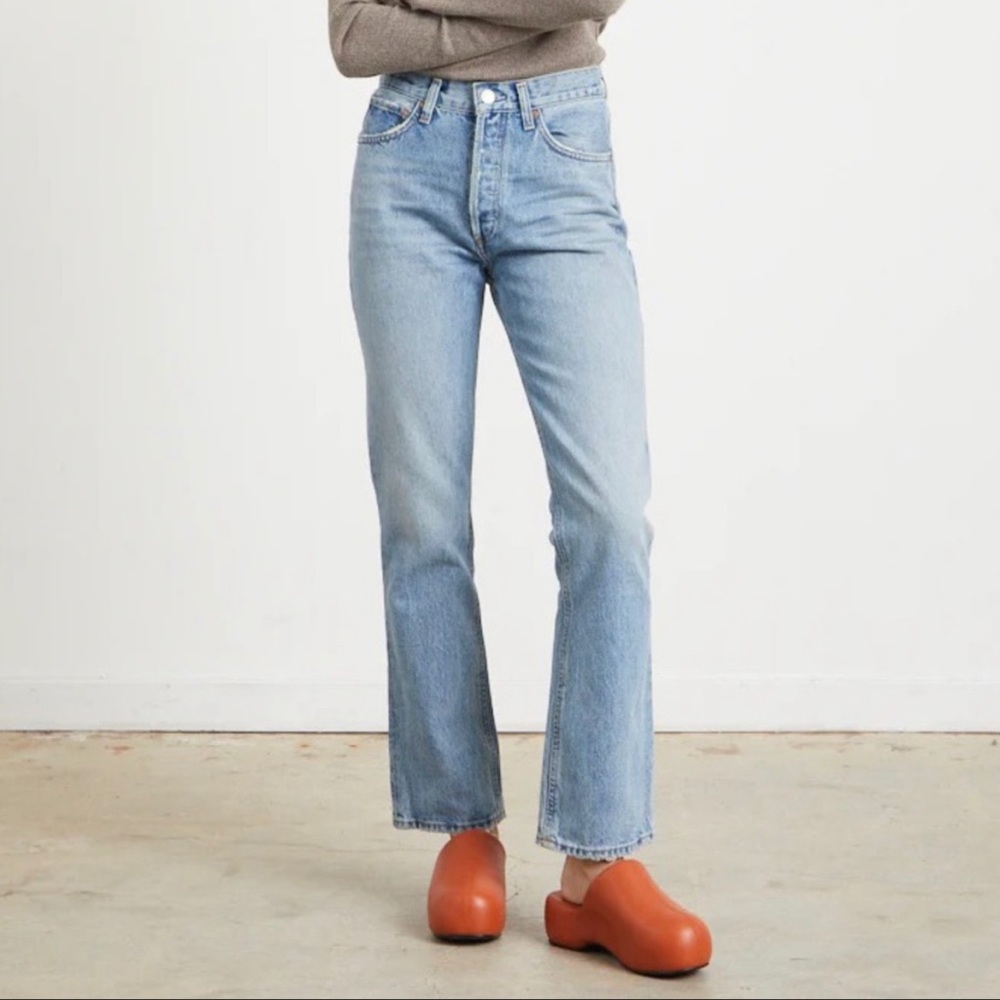 Agolde mid rise relaxed boot light wash size 30